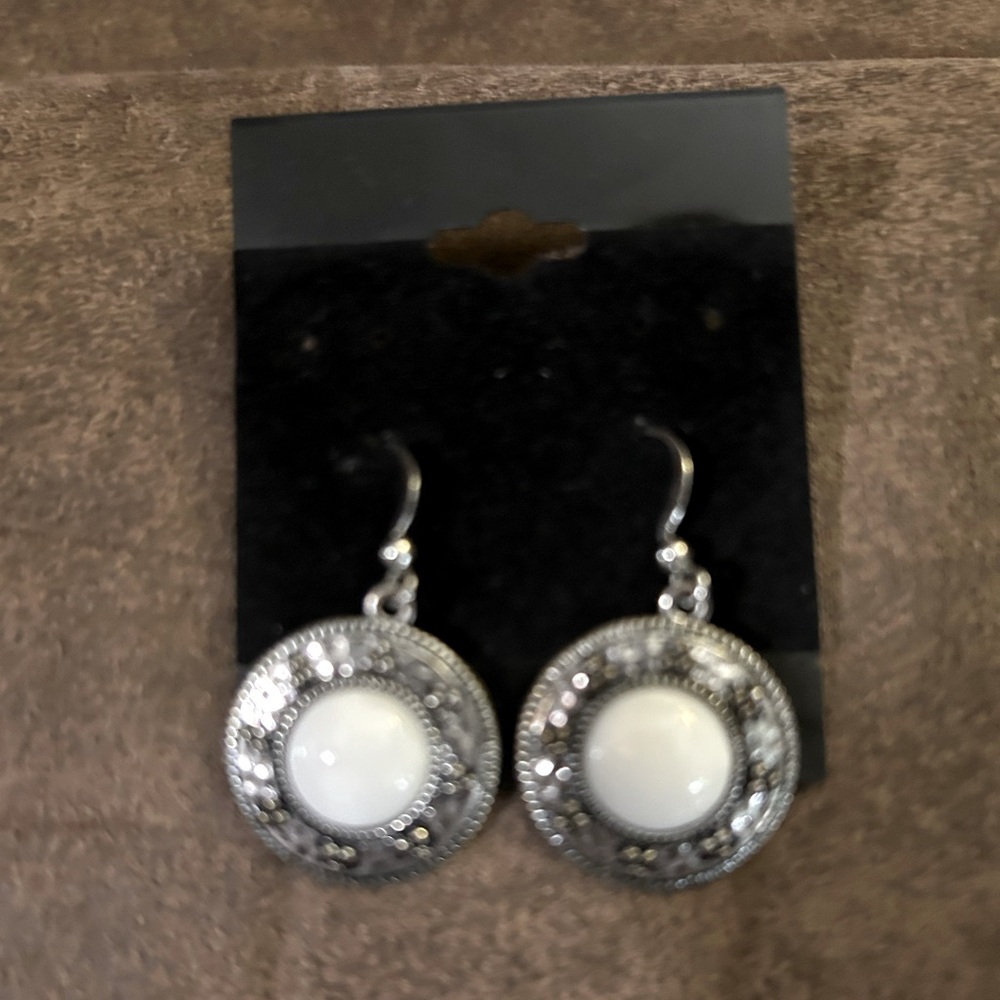 Elegant Silver and White Dangle Earrings